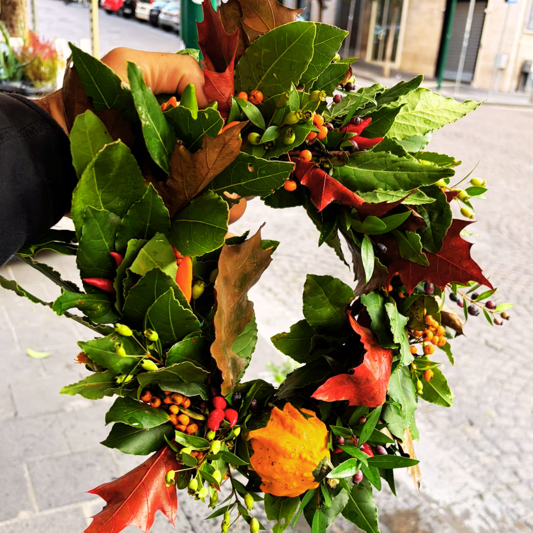 Bay leaf crown with chili peppers (customizable)