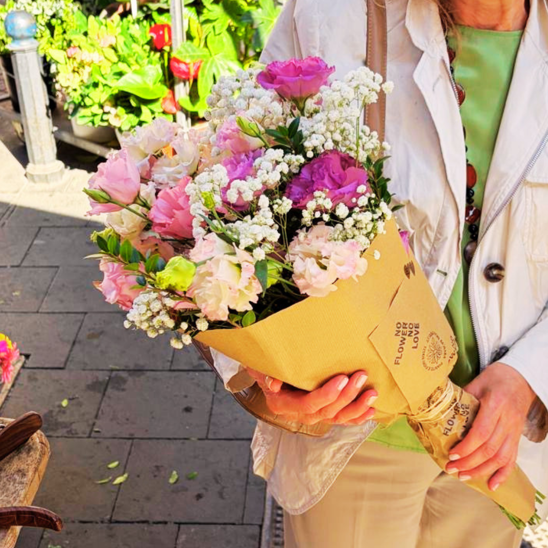 Bouquet with dahlias and lilies
