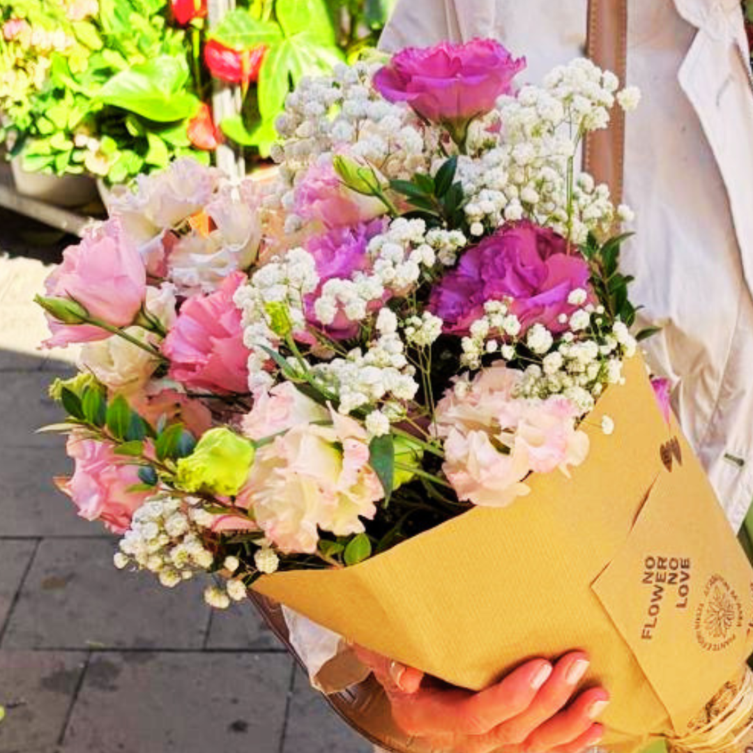 Bouquet with dahlias and lilies