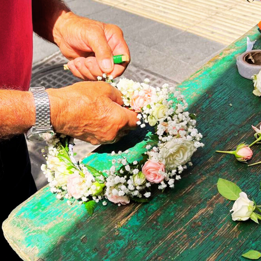 Coroncina roselline e nebbiolina - PERSONALIZZABILE